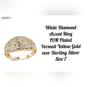 Micro Diamond dome ring, vermeil, Size 7